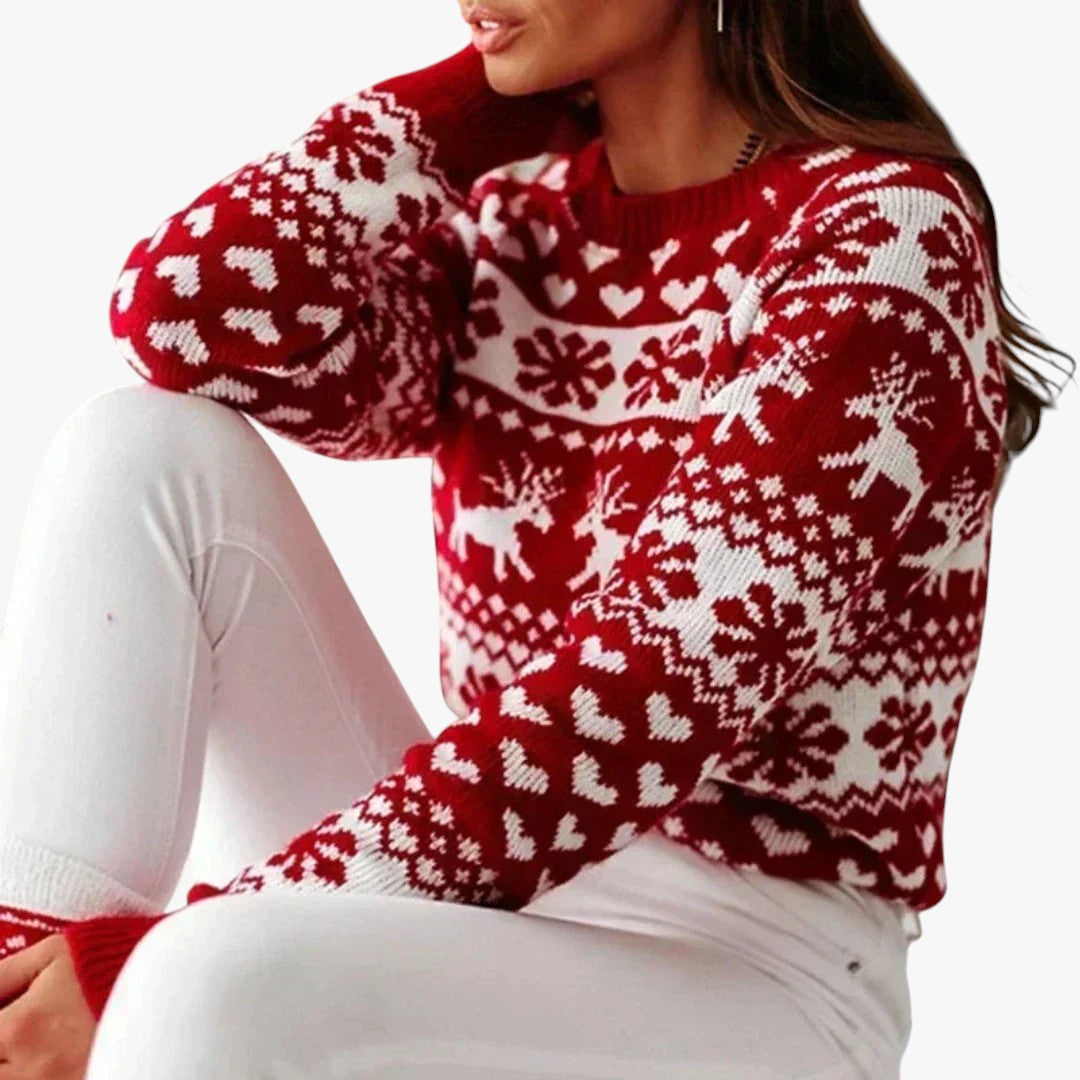 Damen Winter Weihnachtspullover mit langen Ärmeln