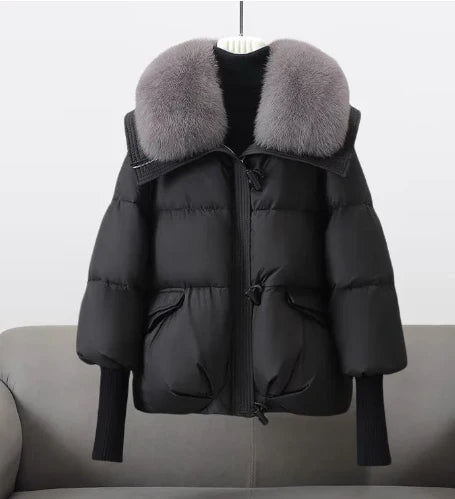 Kurze Puffer-Daunenjacke für Damen | Winter