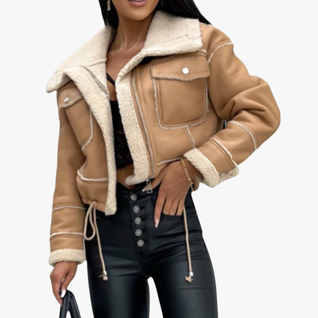 Damen Winterjacke mit Reißverschluss und Taschen | Kurz