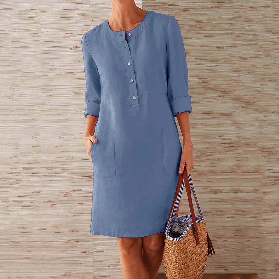 Damen Kleid Blau Sommerkleid Elegant für Vielseitige Anlässe 4