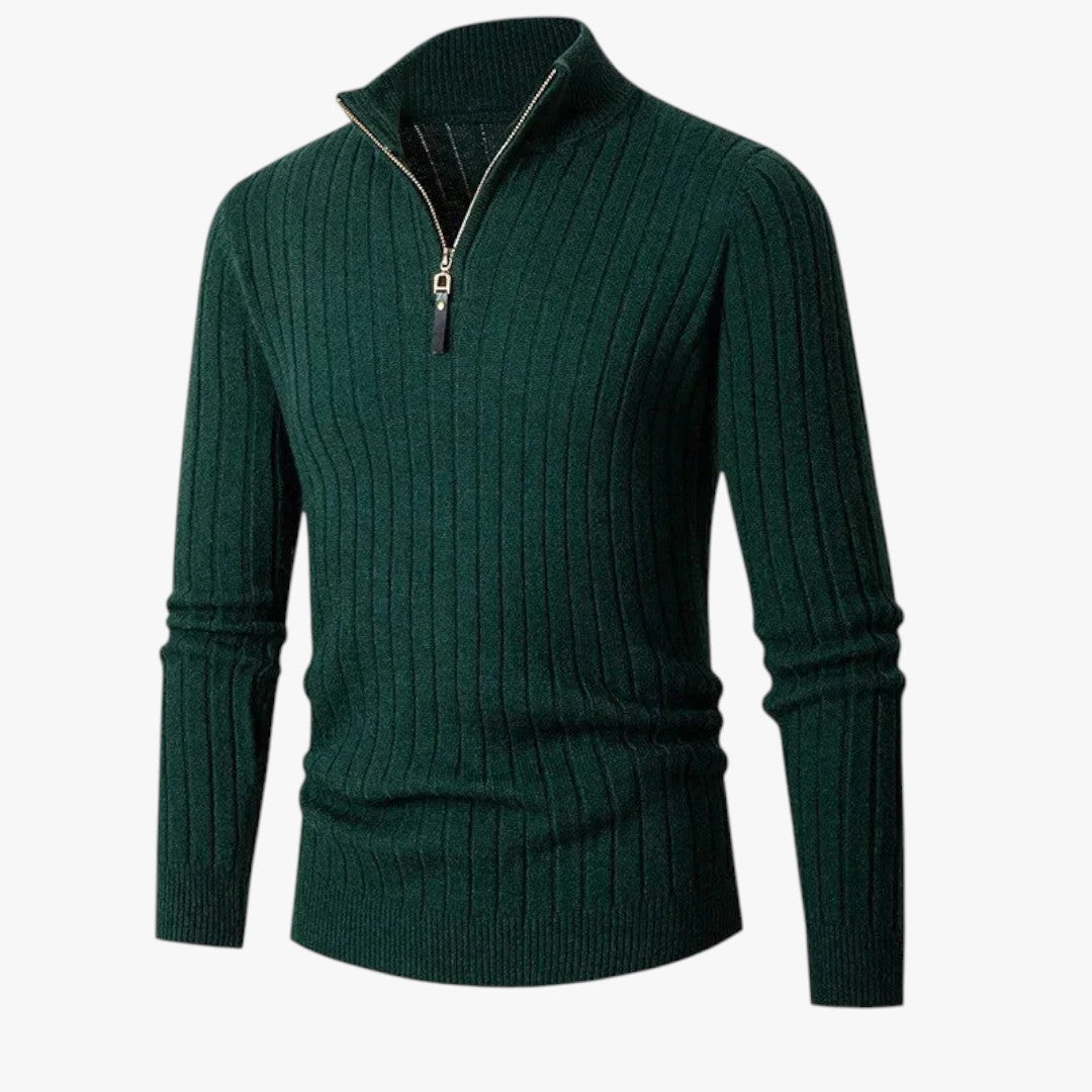 Herren Winterpullover mit hohem Kragen und Reißverschluss