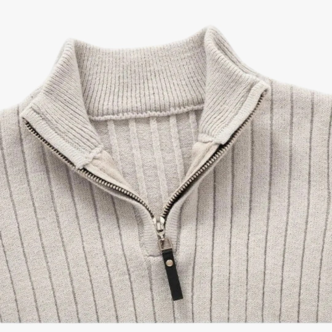 Herren Winterpullover mit hohem Kragen und Reißverschluss