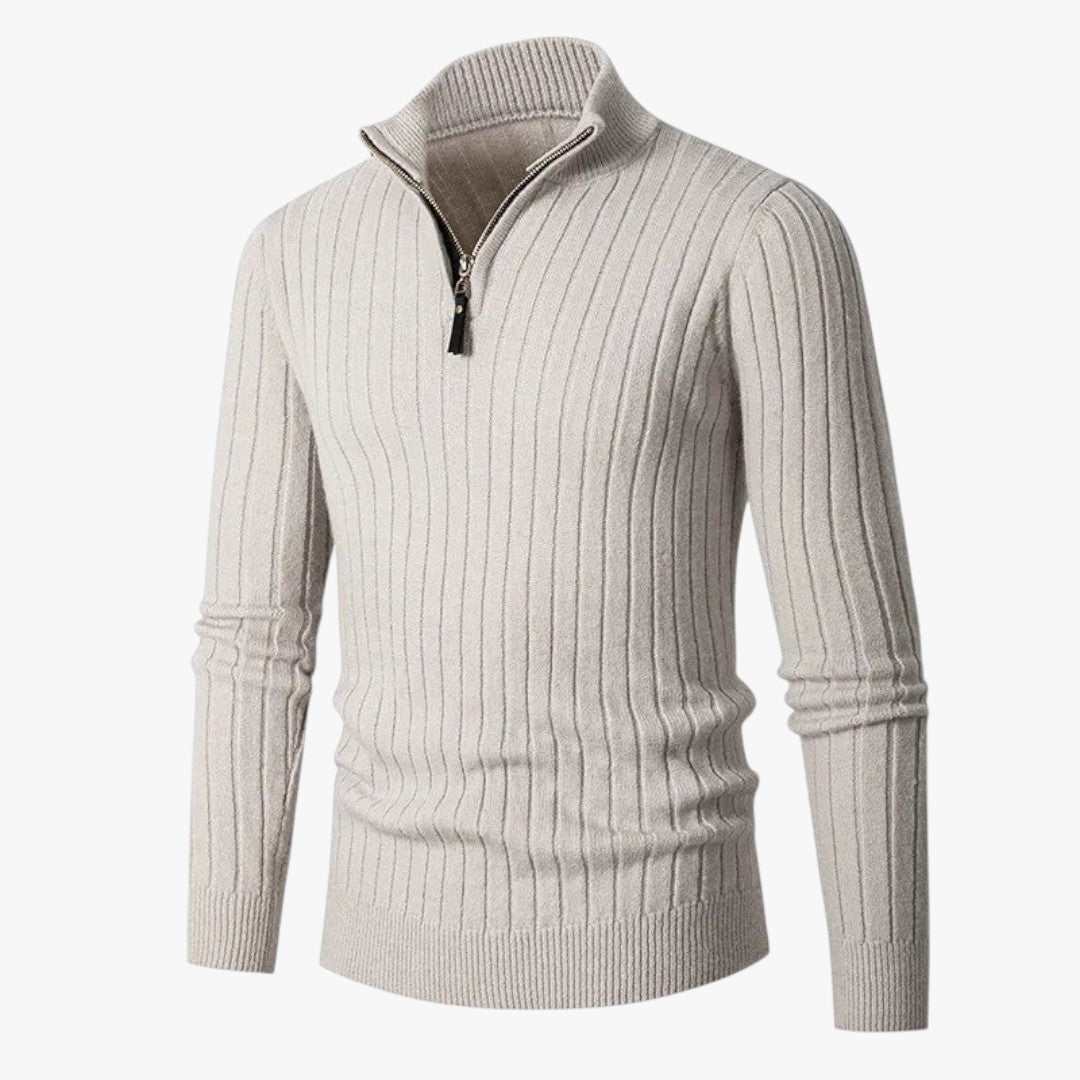 Herren Winterpullover mit hohem Kragen und Reißverschluss