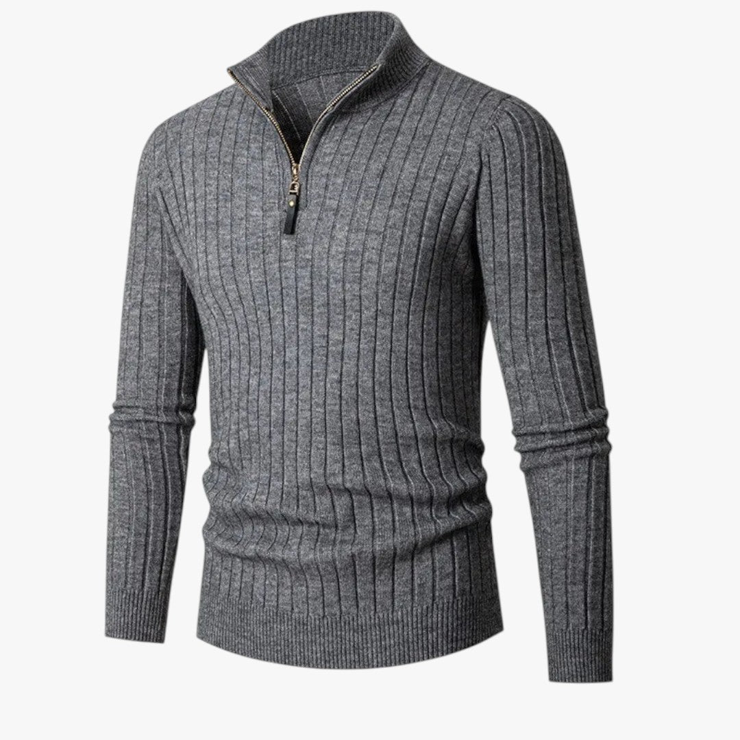Herren Winterpullover mit hohem Kragen und Reißverschluss