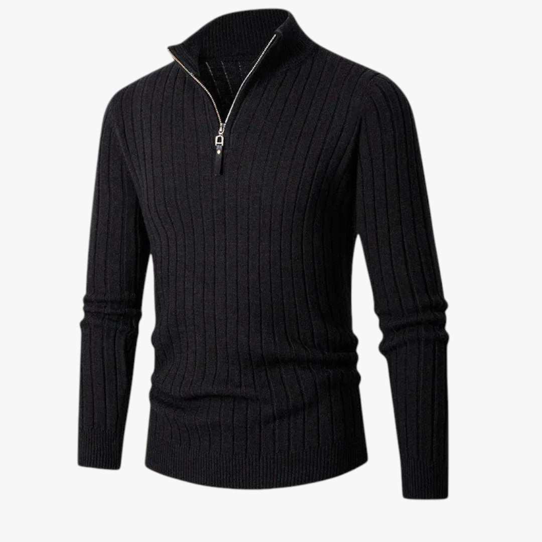 Herren Winterpullover mit hohem Kragen und Reißverschluss