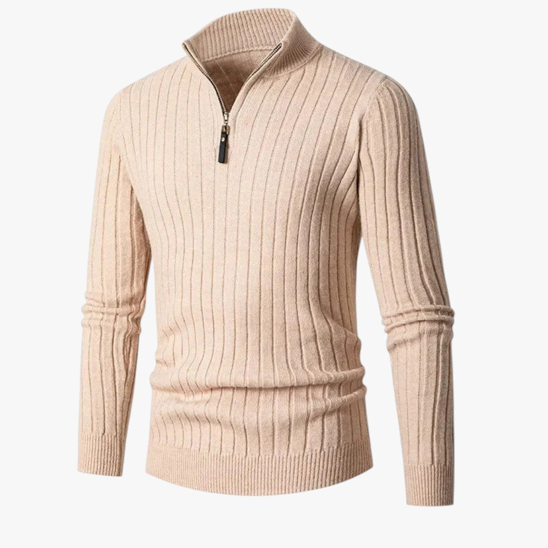 Herren Winterpullover mit hohem Kragen und Reißverschluss