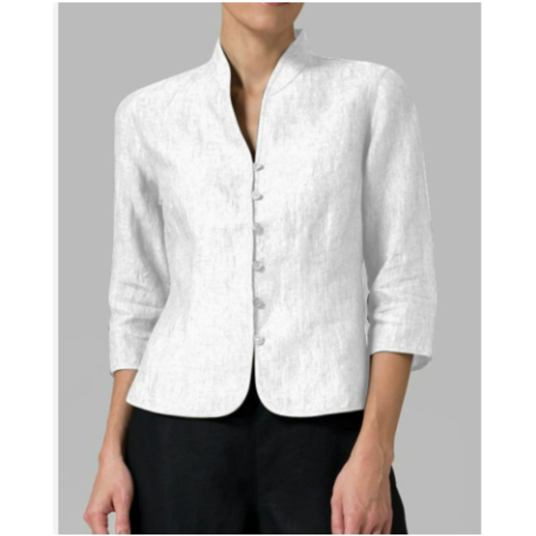 Elegante Bluse Damen Stehkragen Chambray - Stilvoll & Vielseitig-5