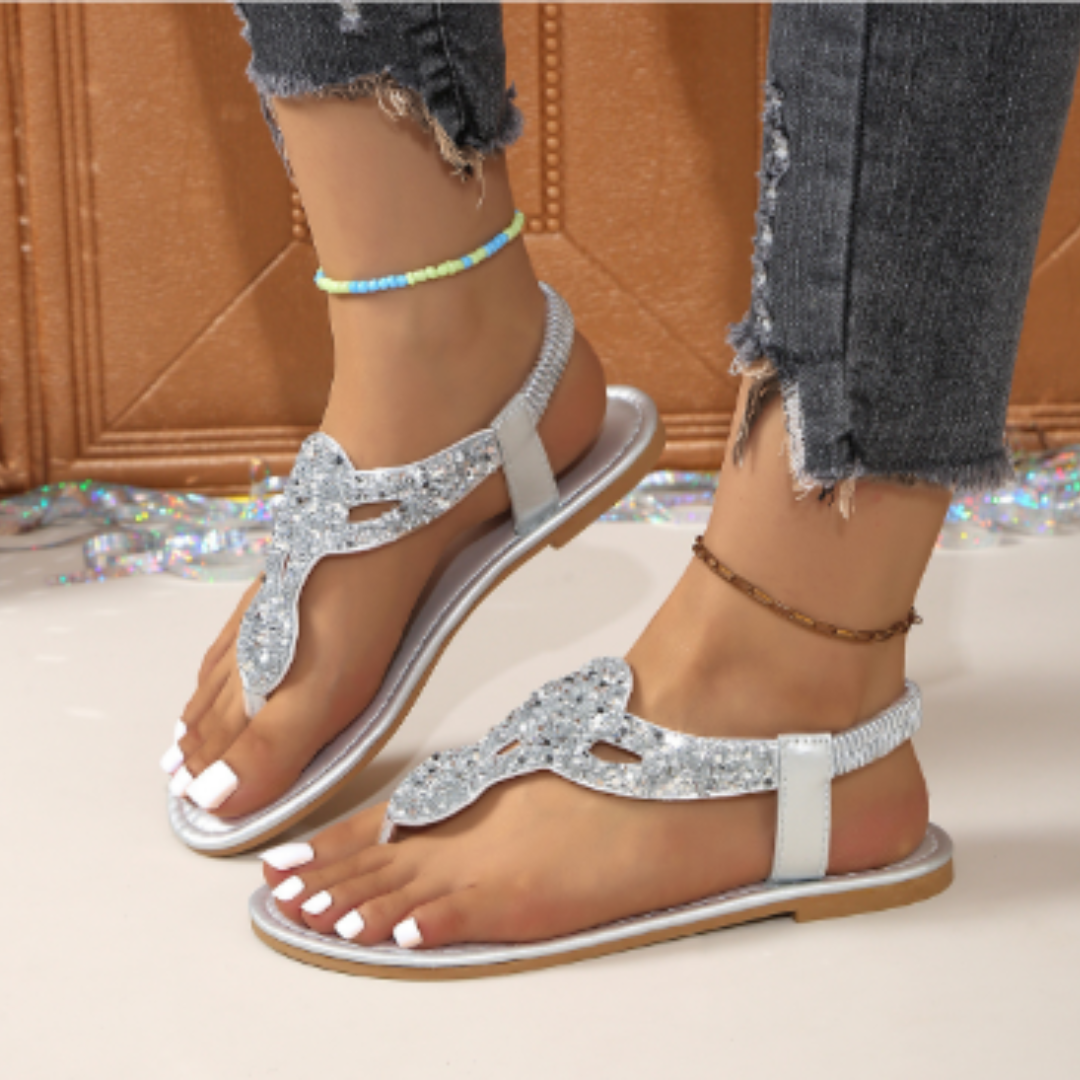 Orthopädische Sandalen Damen mit Kristallen – Bequeme Sommerschuhe-1