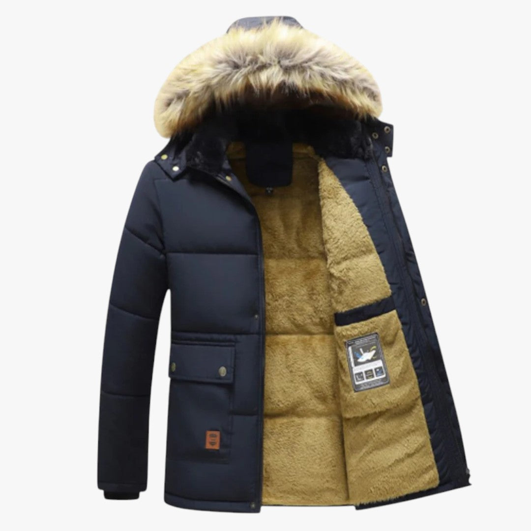 Herren Winterparkajacke mit Reißverschluss und Kapuze