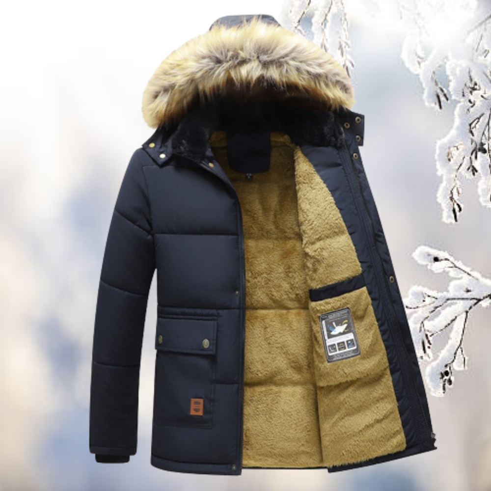 Herren Winterparkajacke mit Reißverschluss und Kapuze