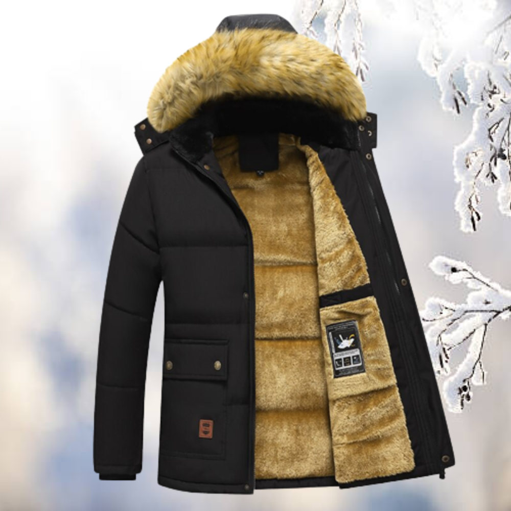 Herren Winterparkajacke mit Reißverschluss und Kapuze