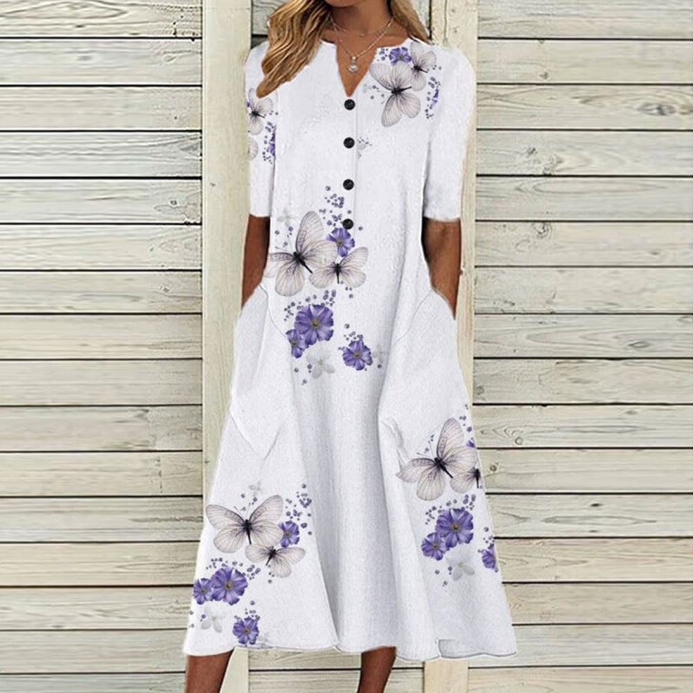 Damen Sommerkleid Floral Grün - Leichtes, Atmungsaktives Kleid für Verschiedene Anlässe 1