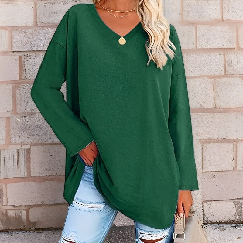 Modisches und leichtes V-Ausschnitt Sweatshirt für Damen - langarm