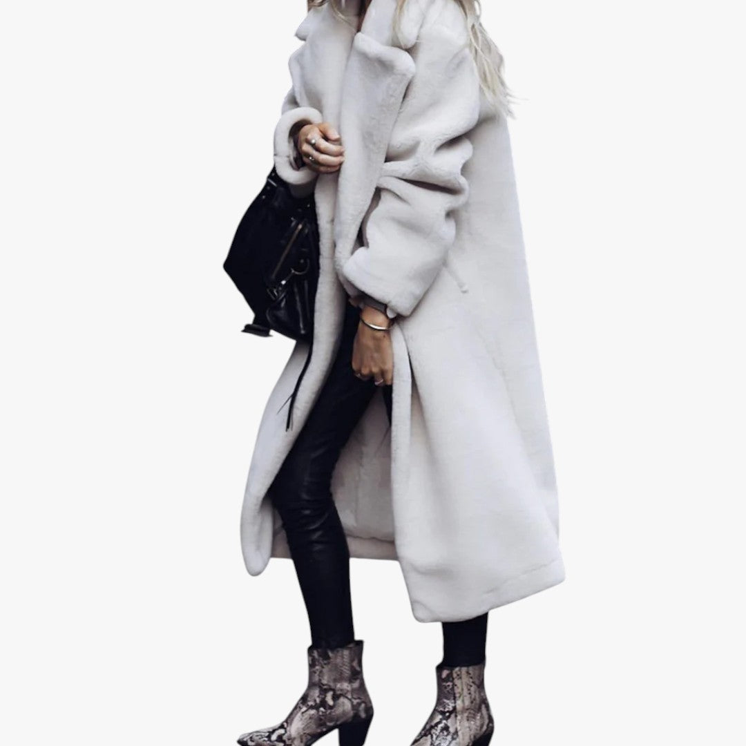 Damen übergroßer Winter-Teddy-Mantel mit langen Ärmeln