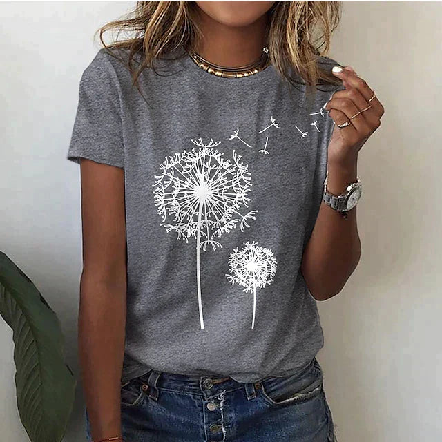 Damen Rundhals Sommer T-Shirt - kurze Ärmel