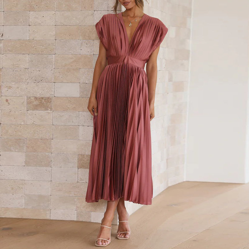 Elegantes Damen V-Ausschnitt Kleid für Abend- und Sommeranlässe-4