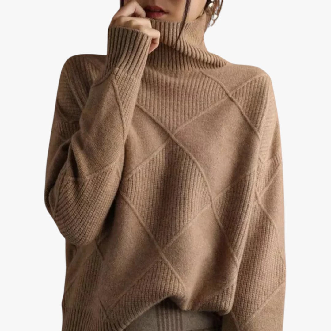 Damen Rollkragenpullover mit Karomuster in Übergröße