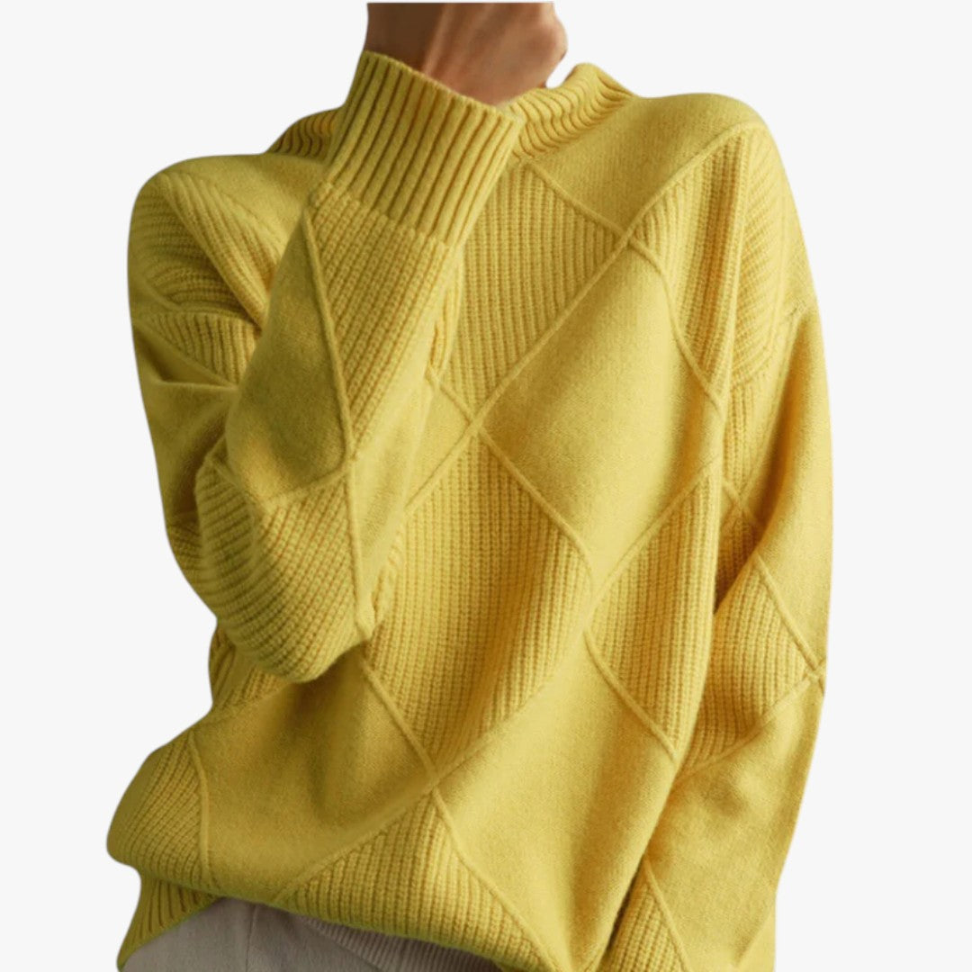 Damen Rollkragenpullover mit Karomuster in Übergröße