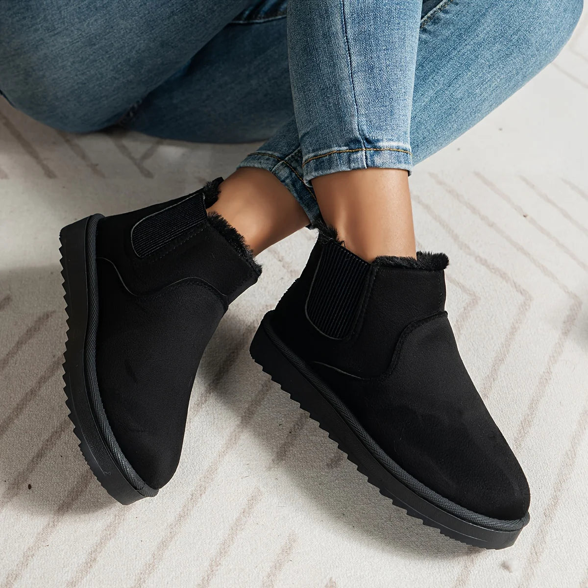 Damen Winterschuhe | Slip-On Stiefel Mit Elastischen Seitenteilen