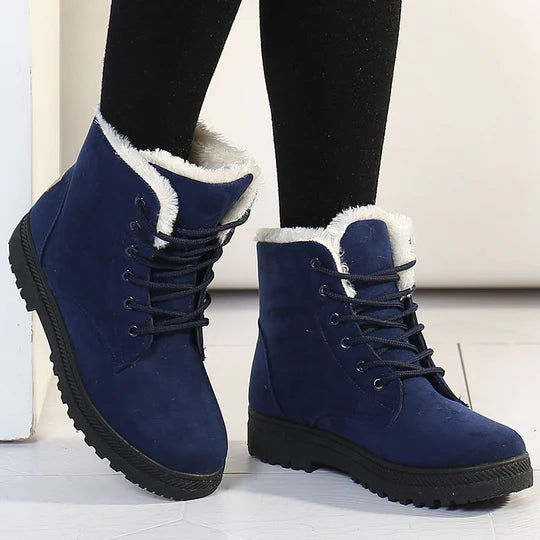 Gefütterte Damen Winterstiefel mit Schnürung | Hohe Schuhe