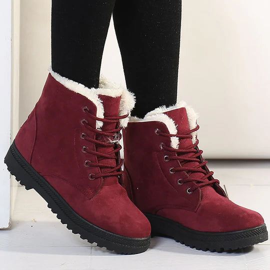 Gefütterte Damen Winterstiefel mit Schnürung | Hohe Schuhe