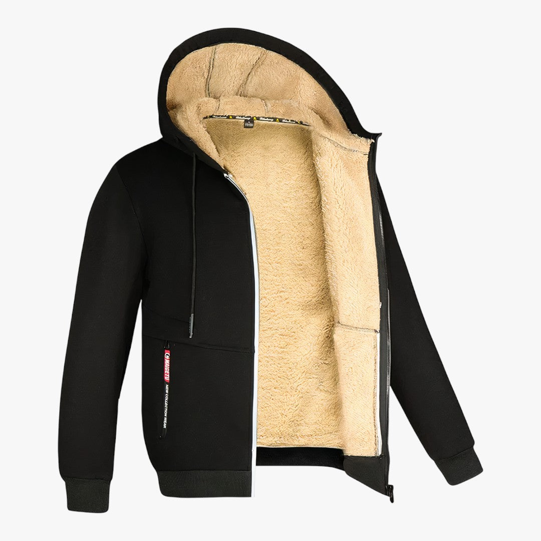 Gefütterte Herren Winterjacke mit Kapuze | Reißverschluss