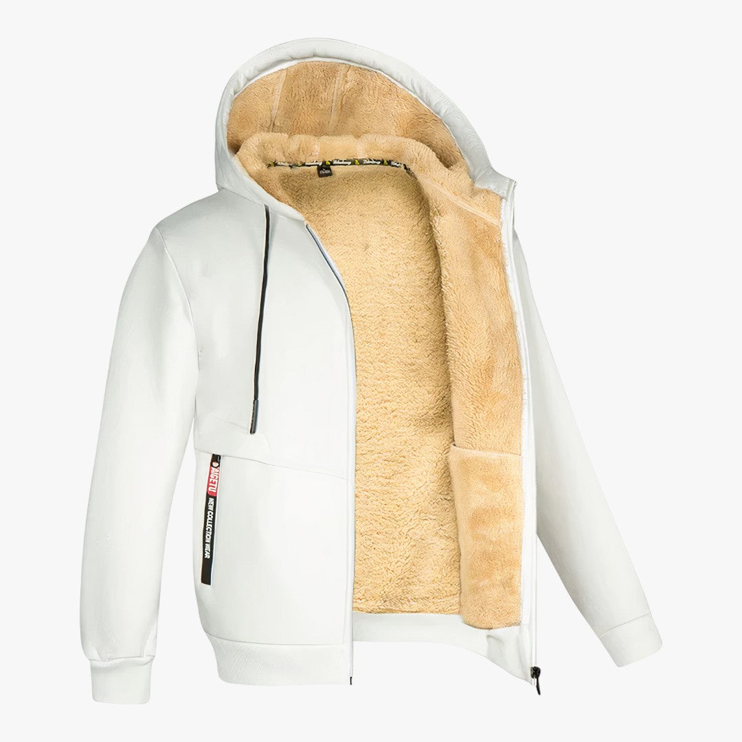 Gefütterte Herren Winterjacke mit Kapuze | Reißverschluss