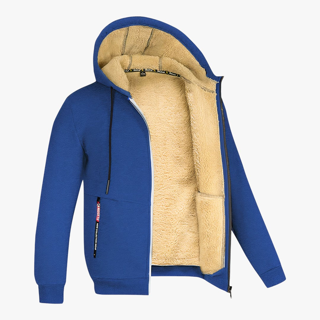 Gefütterte Herren Winterjacke mit Kapuze | Reißverschluss