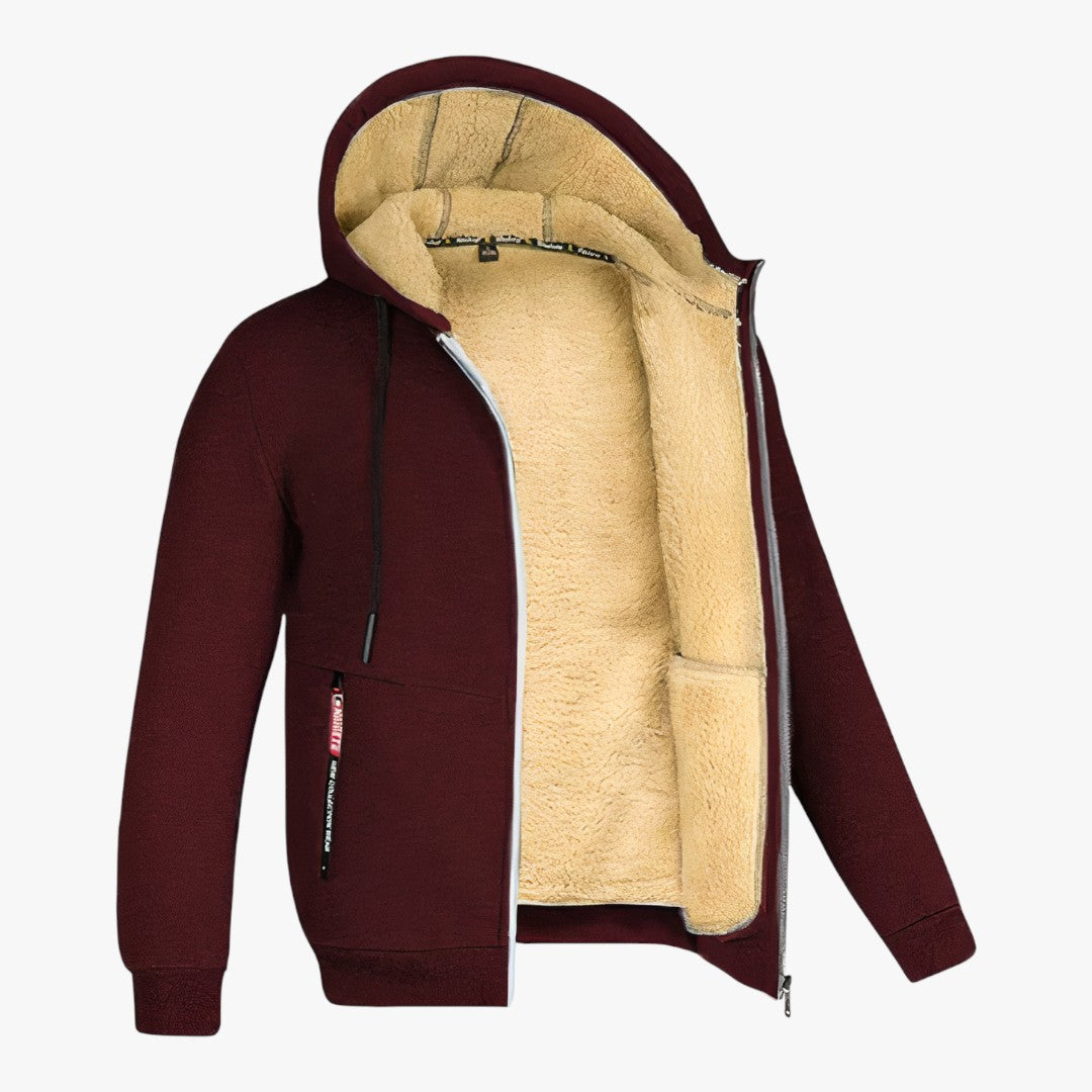 Gefütterte Herren Winterjacke mit Kapuze | Reißverschluss