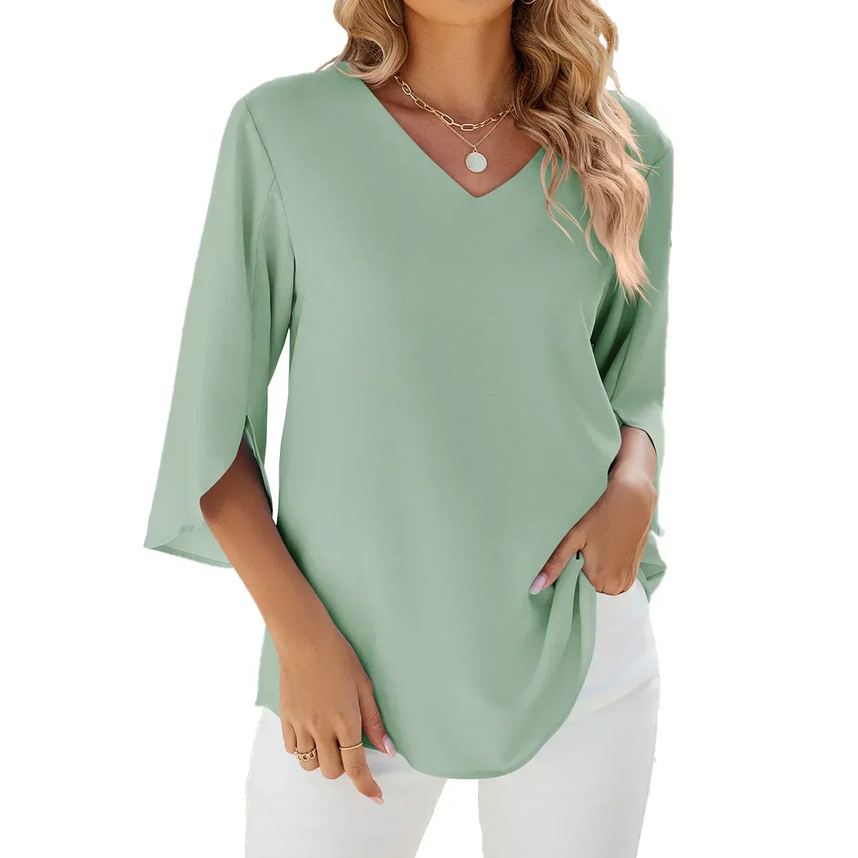 Damen 3/4 Ärmel Sommer Bluse - Elegant und bequem