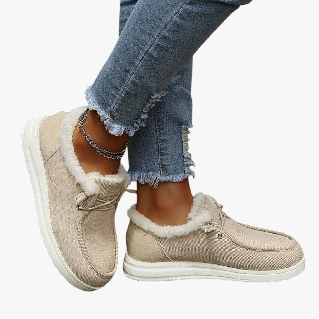 Damen Slip-On Winterschuhe mit Futter und Schnürung