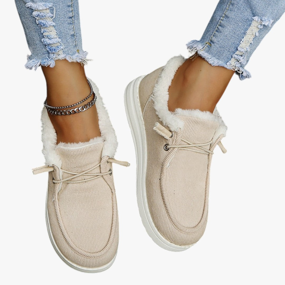 Damen Slip-On Winterschuhe mit Futter und Schnürung