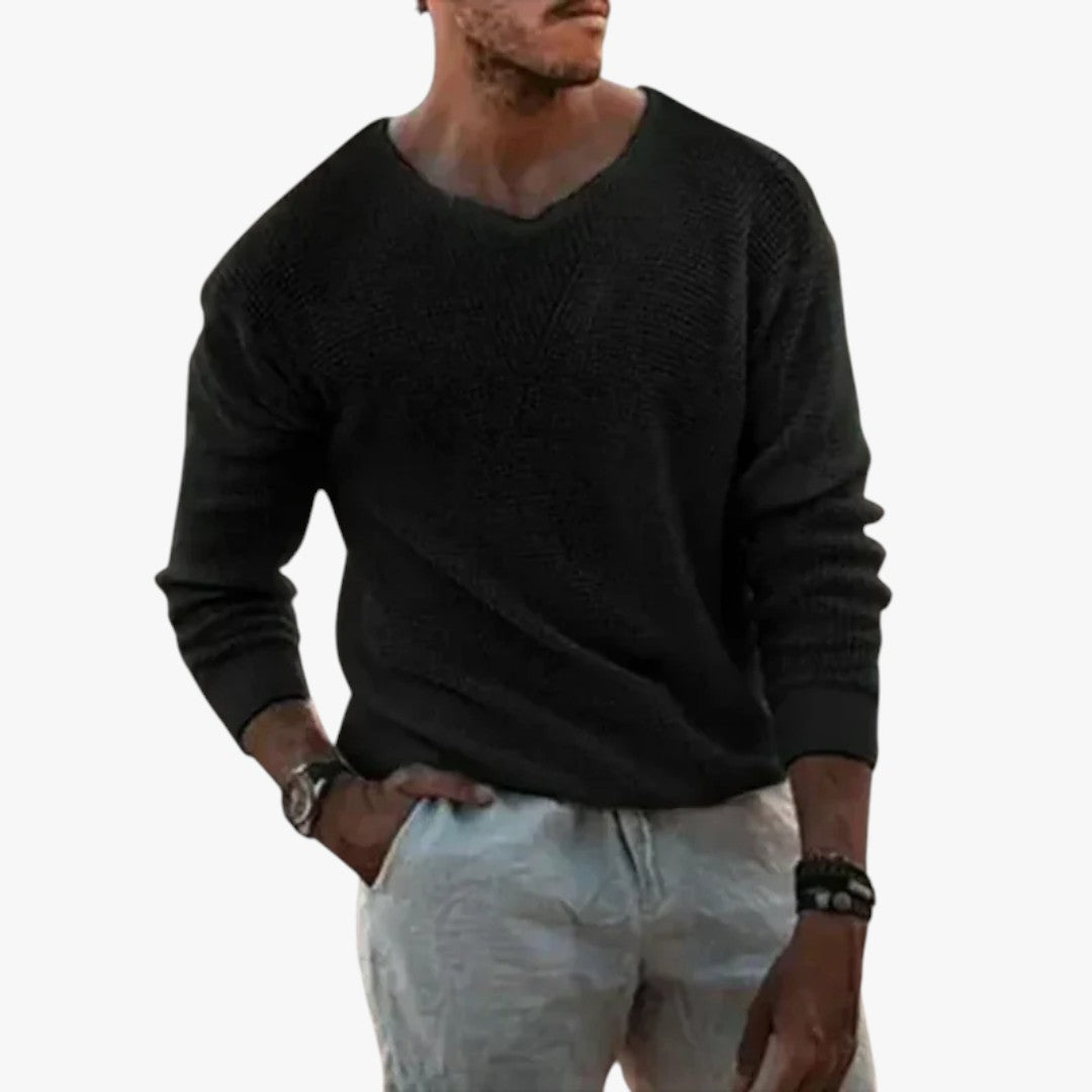Herren Strickpullover mit weitem Hals