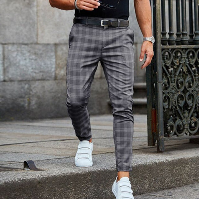 Herren karierte Slim-Fit Hose | Modisch und bequem