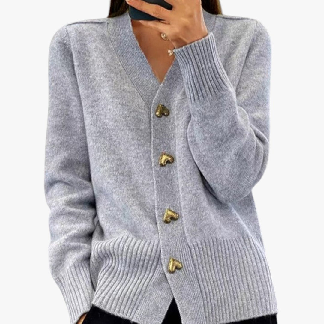 Damen Strickjacke mit Herzknöpfen