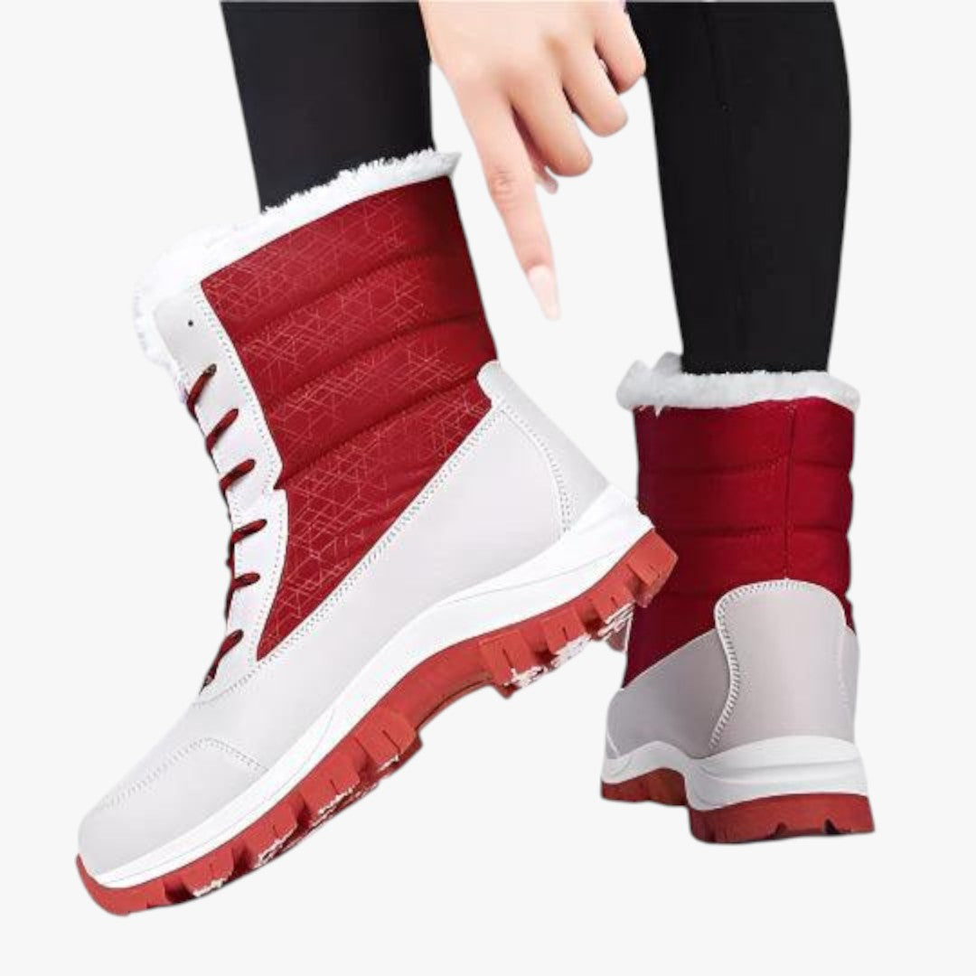 Hohe Damen Schneestiefel | Gefütterte Winterschuhe mit Schnürung