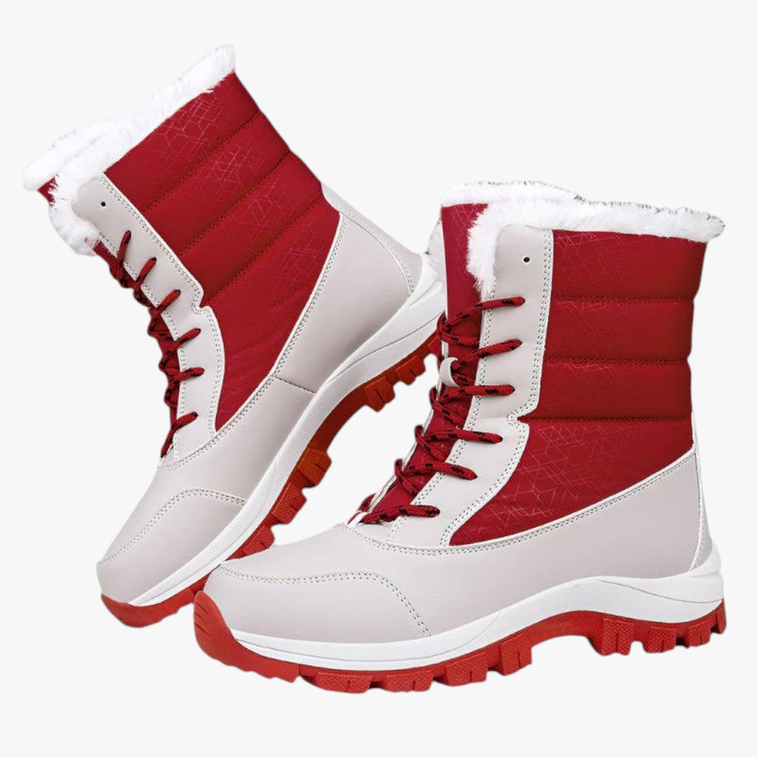 Hohe Damen Schneestiefel | Gefütterte Winterschuhe mit Schnürung