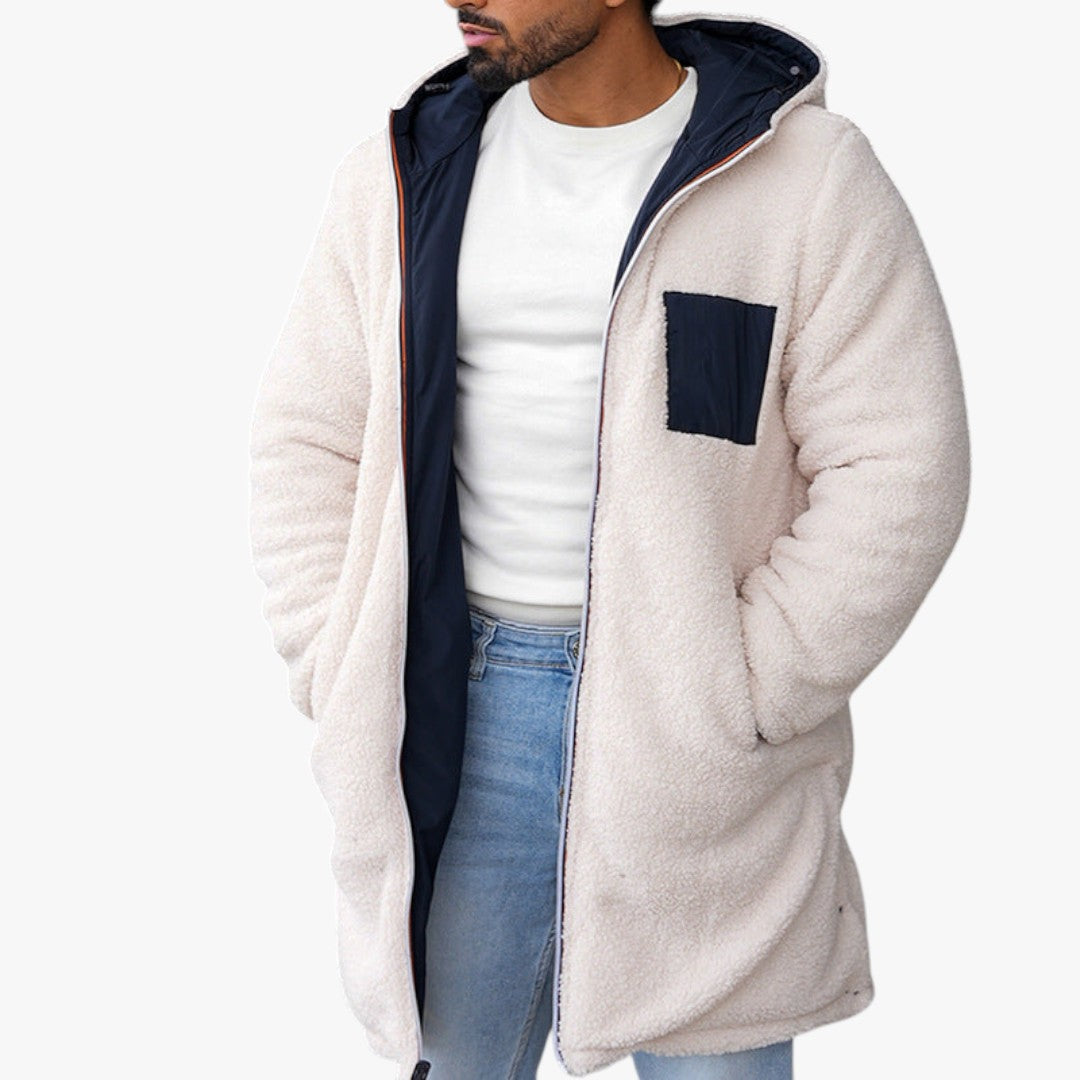 Gefütterte Herren Winterjacke mit Reißverschluss | zweiseitig